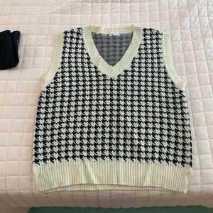 Double Zero Black and Cream V-Neck Sweater Vest